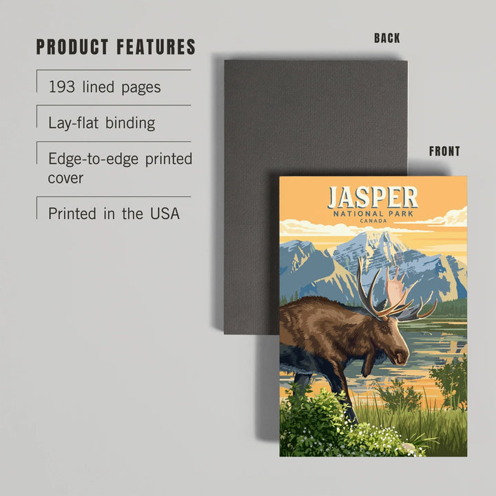 Lined 6x9 Journal, Canada, Jasper National Park, Moose, Painterly, Lay Flat, 193 Pages, FSC paper