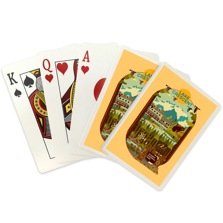 Playing Cards, Lake Crescent, Olympic National Park, Washington, Geometric Series, 52 Card Deck with Jokers in Box, Unique Art
