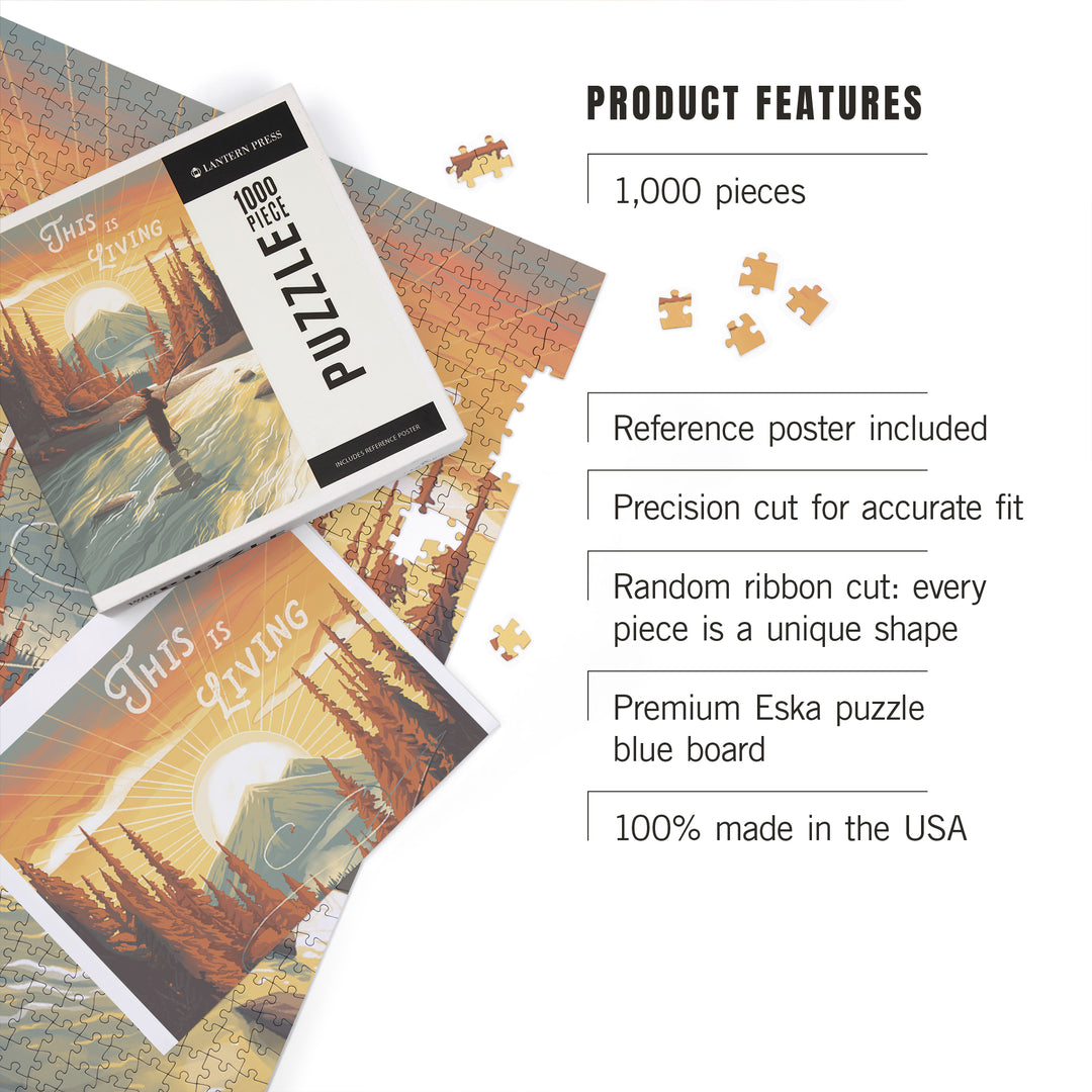 This is Living, Fishing with Mountain, 1000 Piece Jigsaw Puzzle