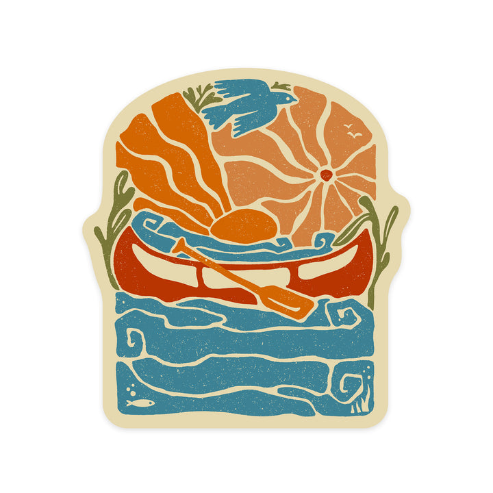 Boho Colorblock, Canoe, Vinyl Sticker