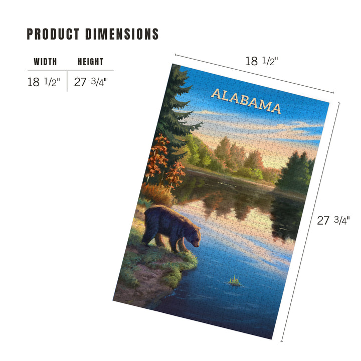 Alabama, Oil Painting, Bear By Lake At Sunrise, Jigsaw Puzzle