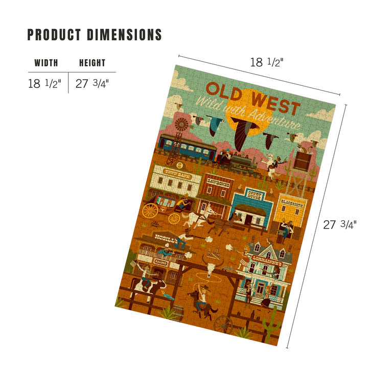 Old West, Western Town Geometric, Jigsaw Puzzle