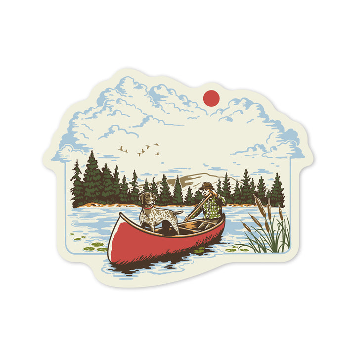 Vintage Linework, Canoe, Vinyl Sticker
