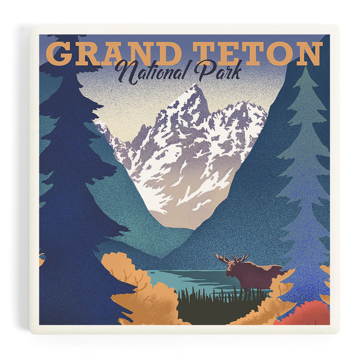 Grand Teton National Park, Wyoming, Lithograph, Coasters