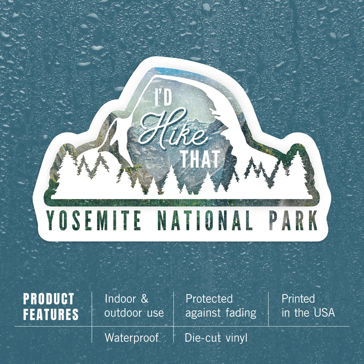 Yosemite National Park, California, I'd Hike That, Contour, Vinyl Sticker