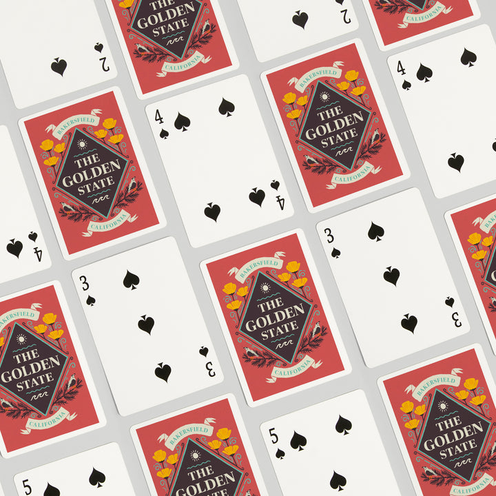 Playing Cards, Bakersfield, California, State Motto Crest, State Series, 52 Card Deck with Jokers in Box, Unique Art