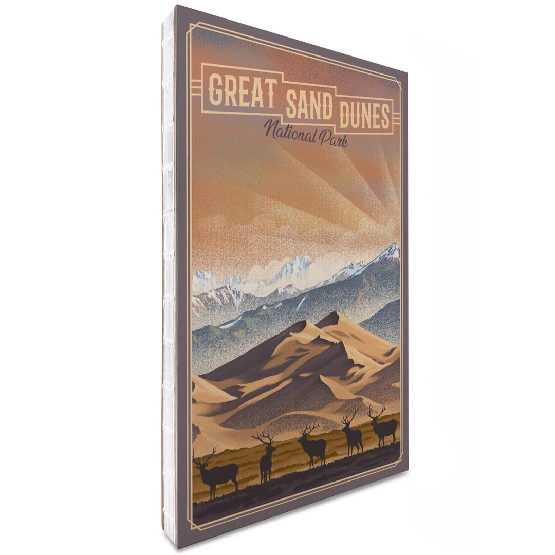 Lined 6x9 Journal, Great Sand Dunes National Park, Colorado, Lithograph National Park Series, Lay Flat, 193 Pages, FSC paper