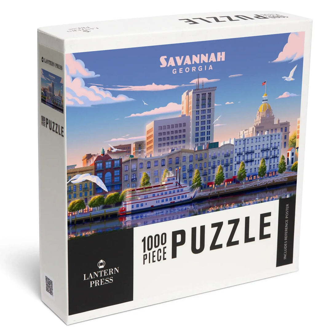 Savannah, Georgia, Lithograph, River Street, Jigsaw Puzzle