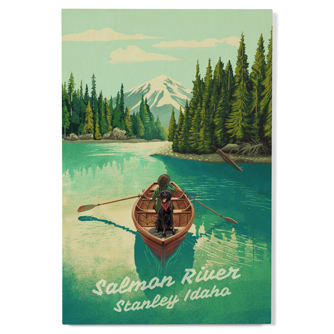 Stanley, Idaho, Salmon River, Quiet Explorer, Boating, Mountain wood signs and postcards