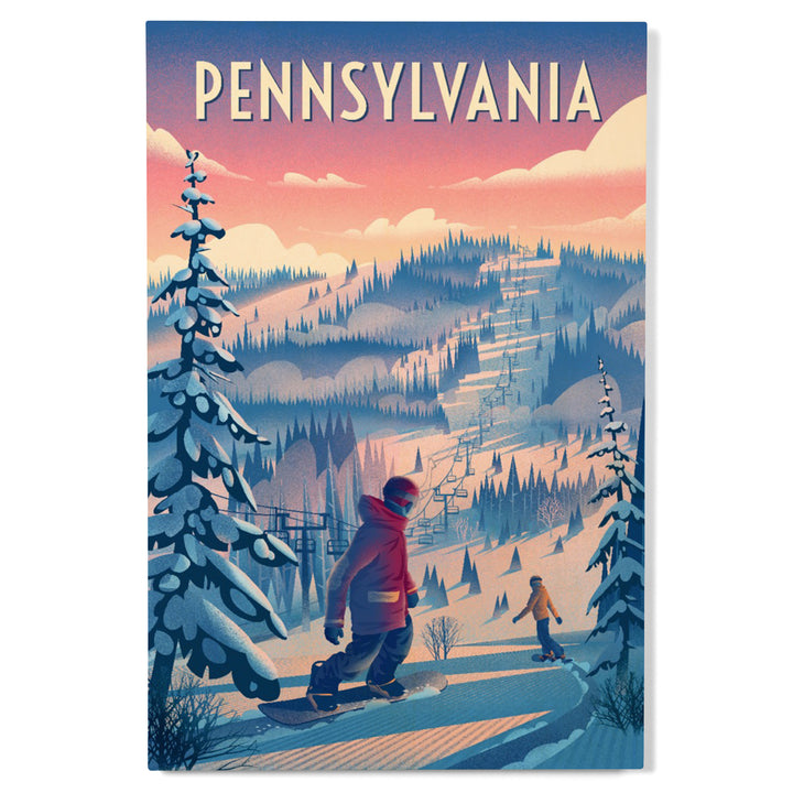 Pennsylvania, Shred the Gnar, Snowboarding, Wood Signs and Postcards