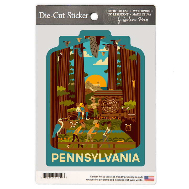Pennsylvania, Geometric, Forest, Vinyl Sticker