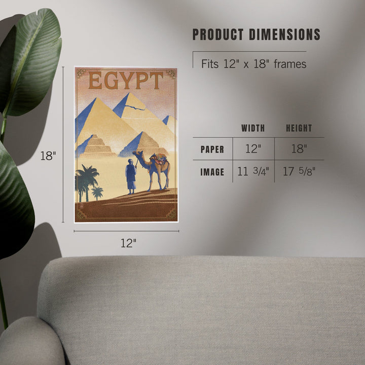 Egypt, Pyramids, Lithograph Style, Art & Giclee Prints Art Lantern Press 