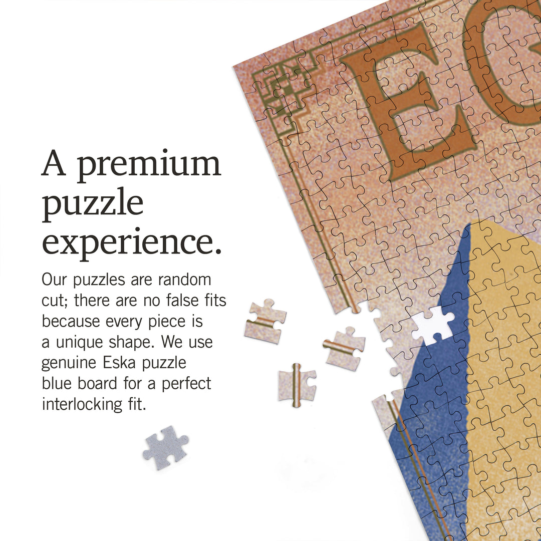 Egypt, Pyramids, Lithograph Style, Jigsaw Puzzle Puzzle Lantern Press 
