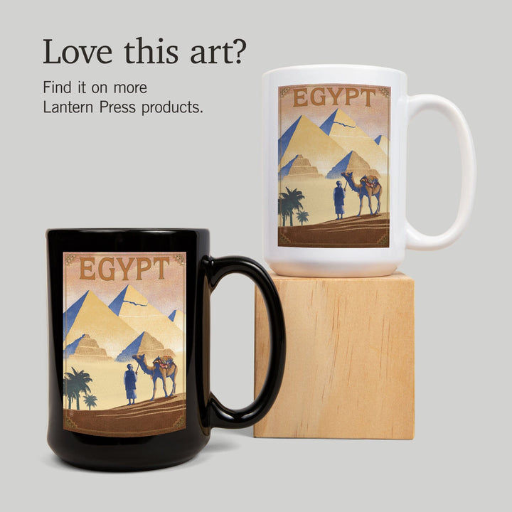 Egypt, Pyramids, Lithograph Style, Lantern Press Artwork, Ceramic Mug Mugs Lantern Press 