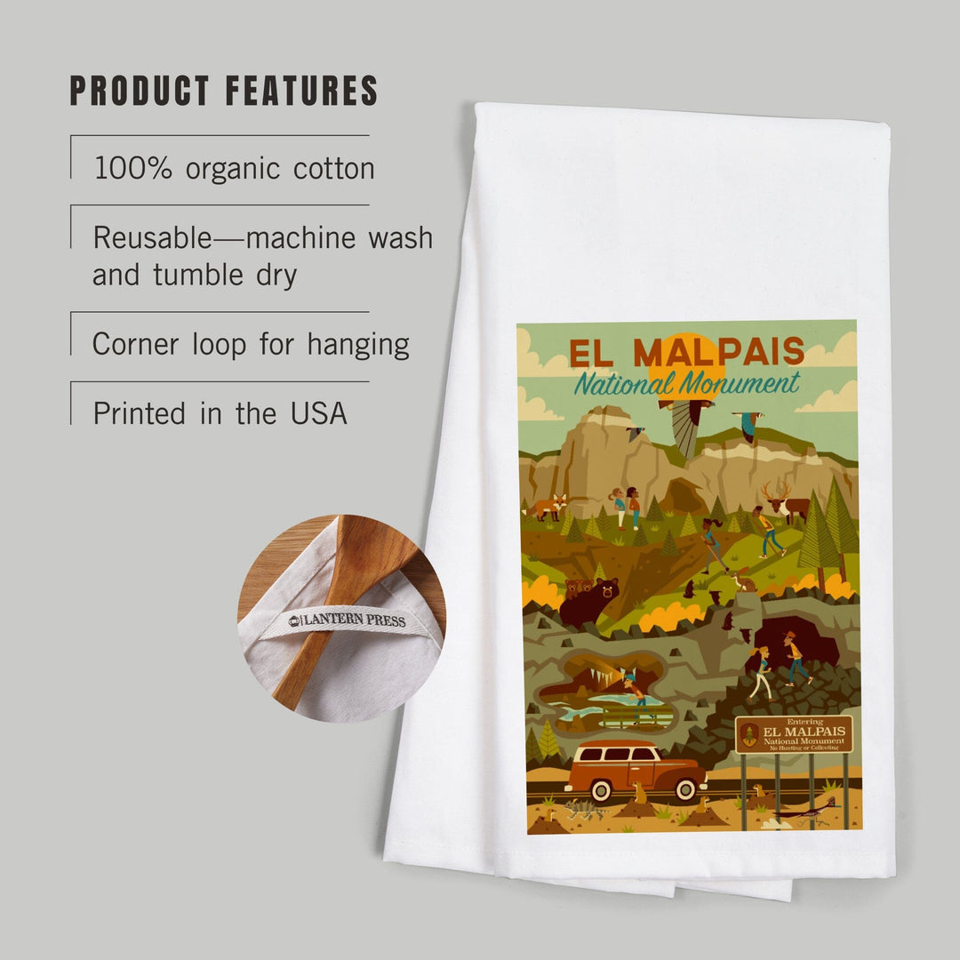 El Malpais, National Monument, Geometric, Organic Cotton Kitchen Tea Towels Kitchen Lantern Press 