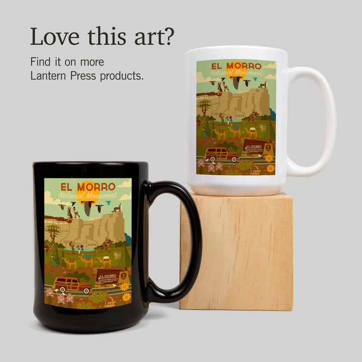 El Morro National Monument, New Mexico, Geometric, Lantern Press Artwork, Ceramic Mug Mugs Lantern Press 
