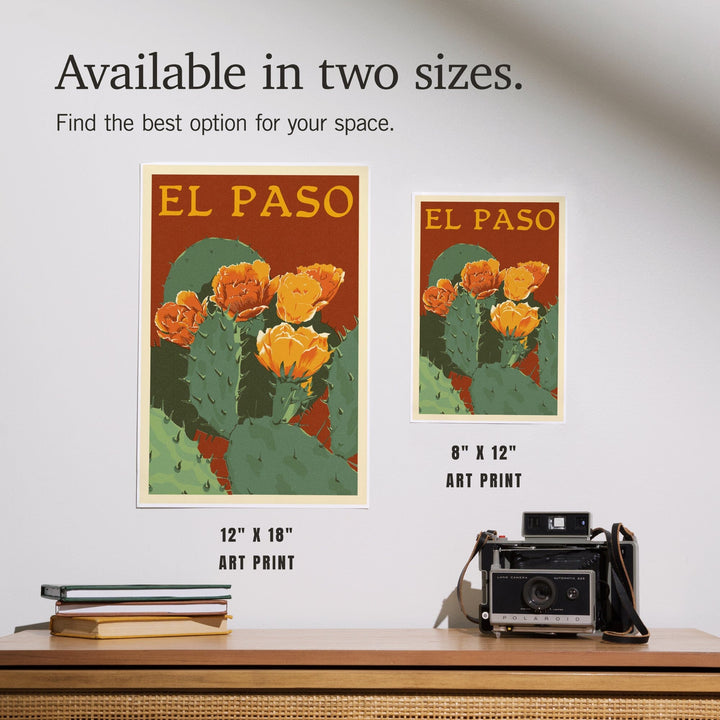 El Paso, Prickly Pear Cactus, Letterpress, Art & Giclee Prints Art Lantern Press 