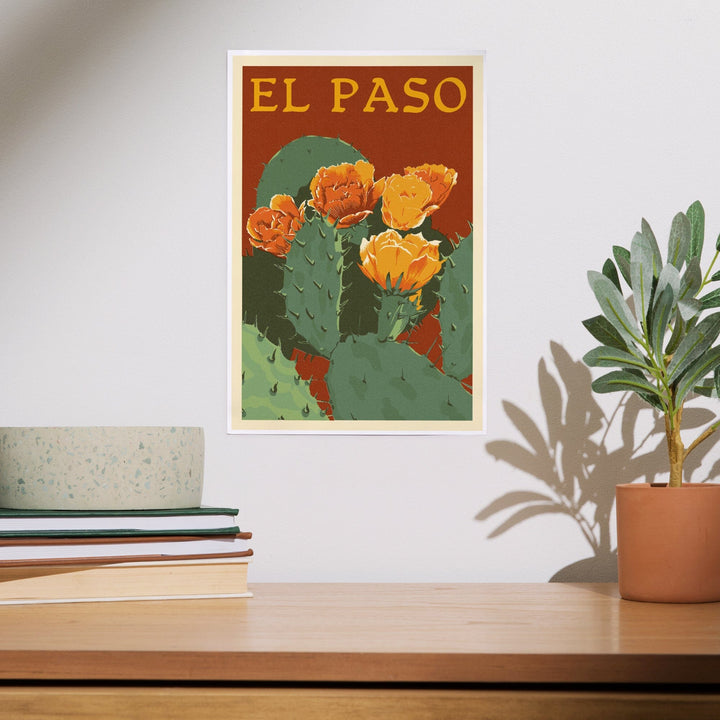 El Paso, Prickly Pear Cactus, Letterpress, Art & Giclee Prints Art Lantern Press 