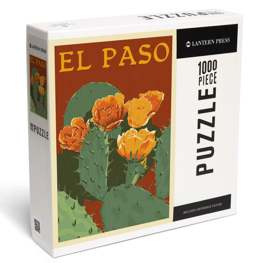 El Paso, Prickly Pear Cactus, Letterpress, Jigsaw Puzzle Puzzle Lantern Press 