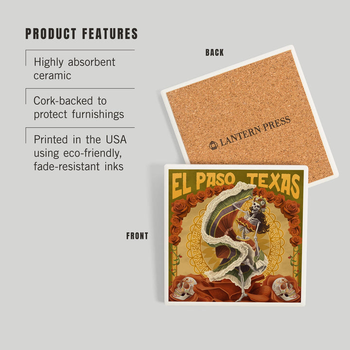 El Paso, Texas, Day of the Dead Dancer, Coasters Coasters Lantern Press 