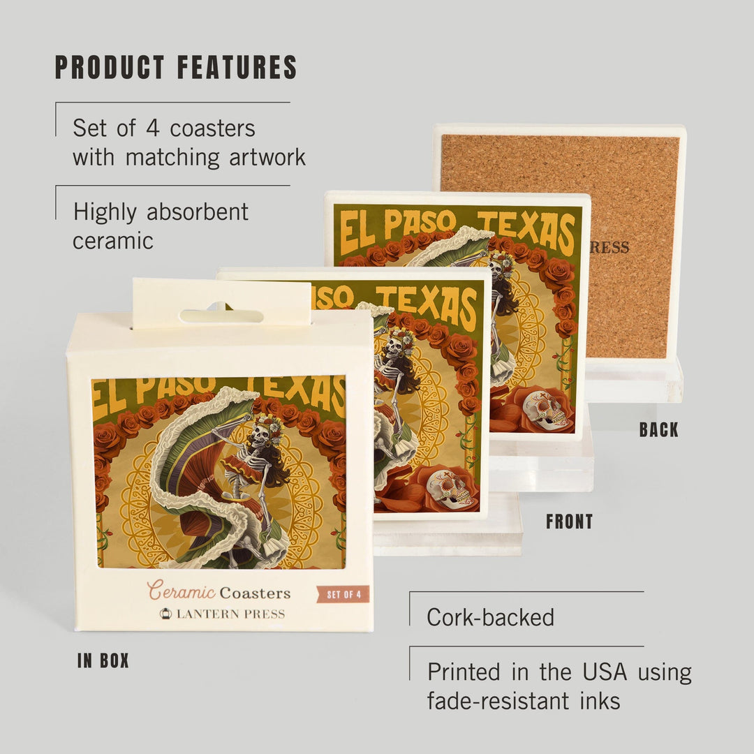 El Paso, Texas, Day of the Dead Dancer, Coasters Coasters Lantern Press 