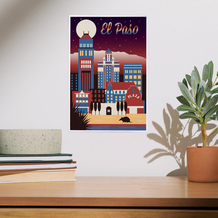 El Paso, Texas, Retro Skyline Chromatic Series, Art & Giclee Prints Art Lantern Press 