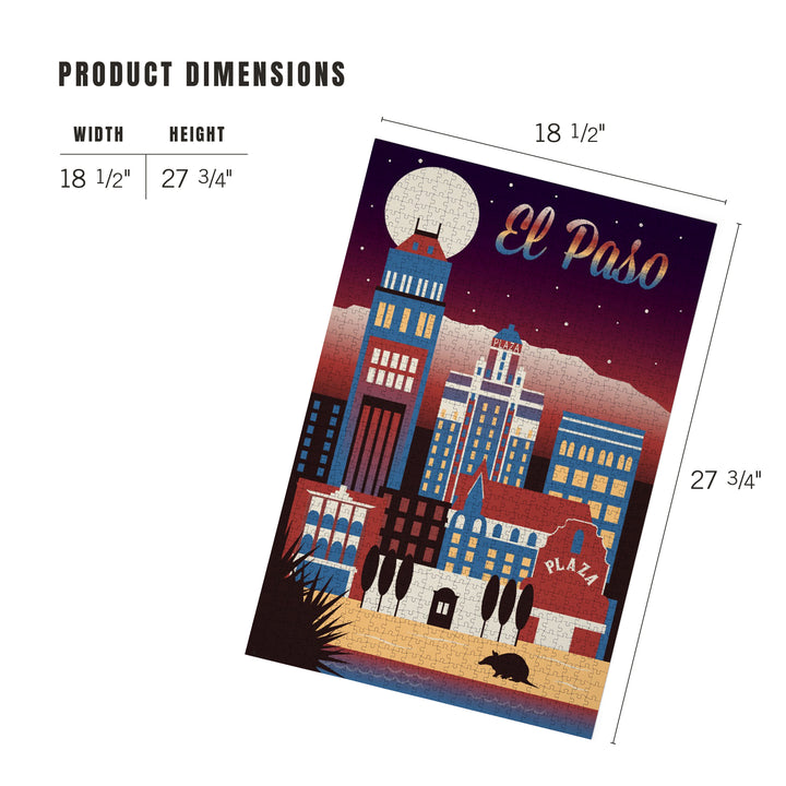 El Paso, Texas, Retro Skyline Chromatic Series, Jigsaw Puzzle Puzzle Lantern Press 