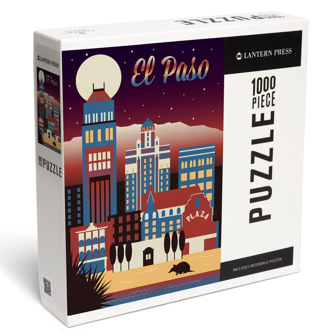 El Paso, Texas, Retro Skyline Chromatic Series, Jigsaw Puzzle Puzzle Lantern Press 