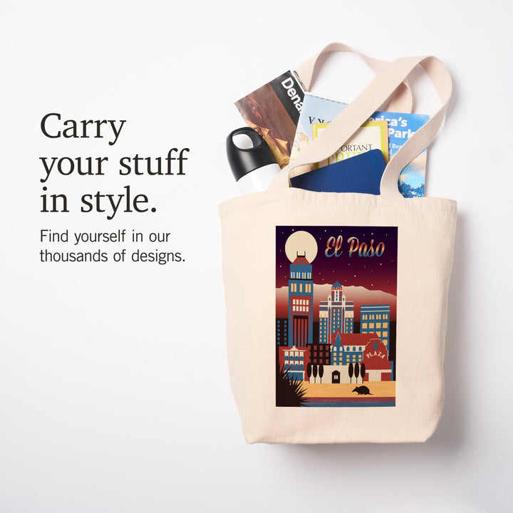 El Paso, Texas, Retro Skyline Chromatic Series, Tote Bag Totes Lantern Press 