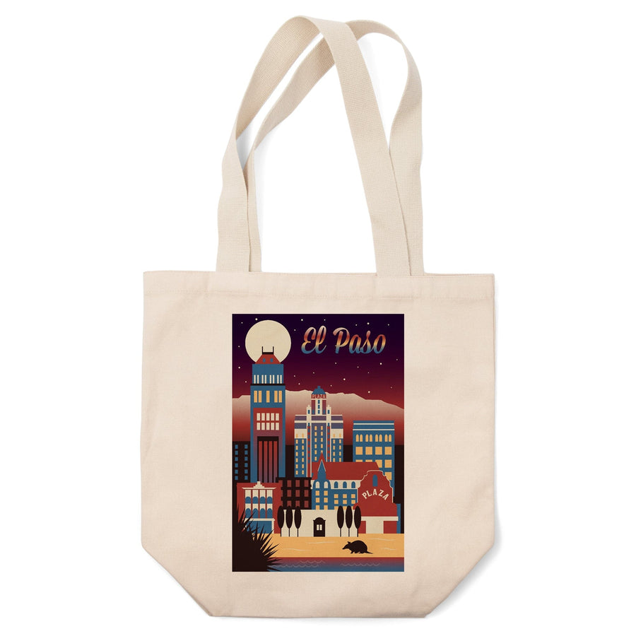 El Paso, Texas, Retro Skyline Chromatic Series, Tote Bag Totes Lantern Press 