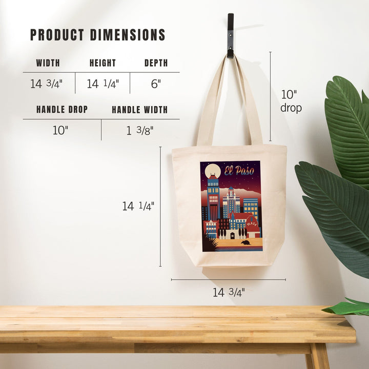 El Paso, Texas, Retro Skyline Chromatic Series, Tote Bag Totes Lantern Press 