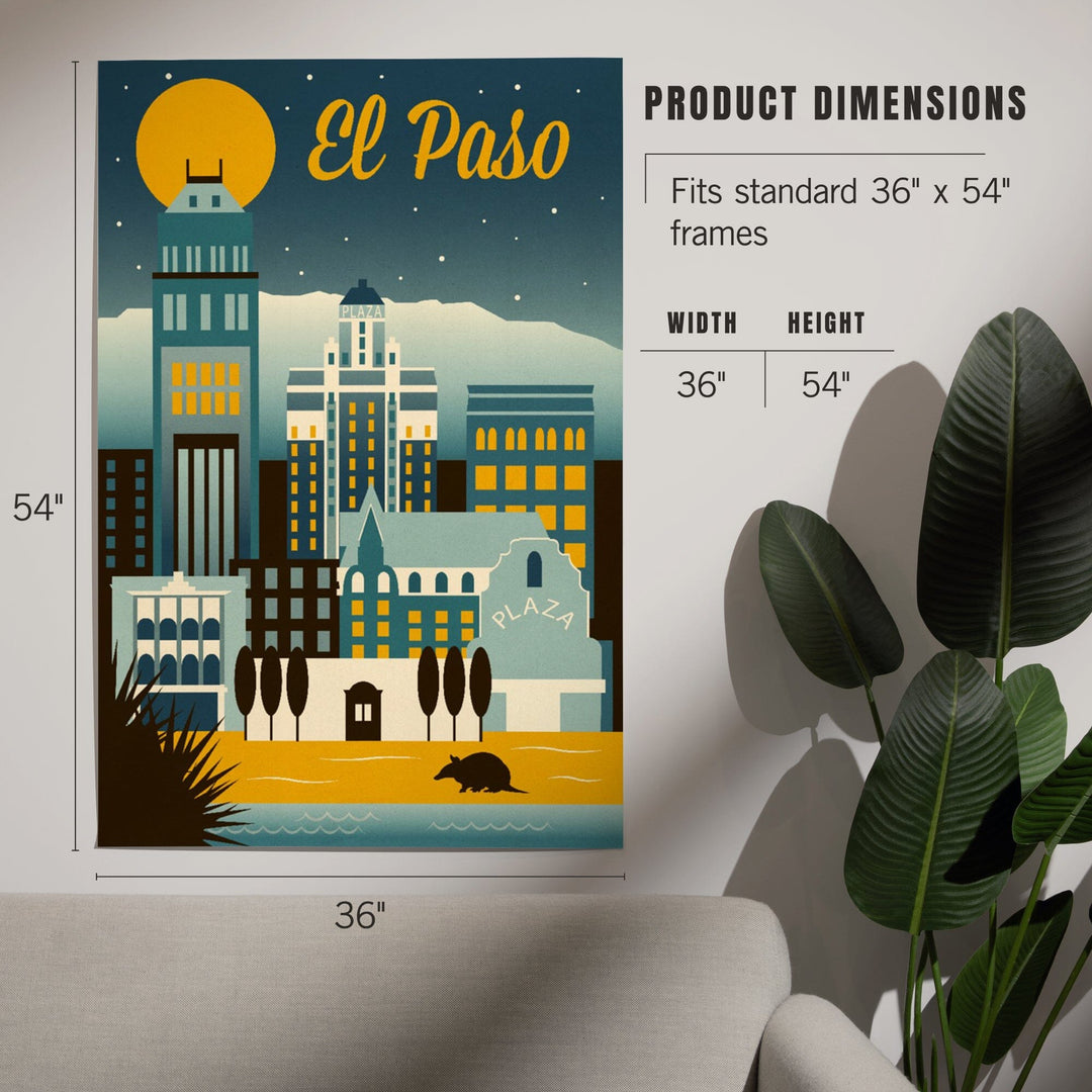 El Paso, Texas, Retro Skyline Series, Art & Giclee Prints Art Lantern Press 