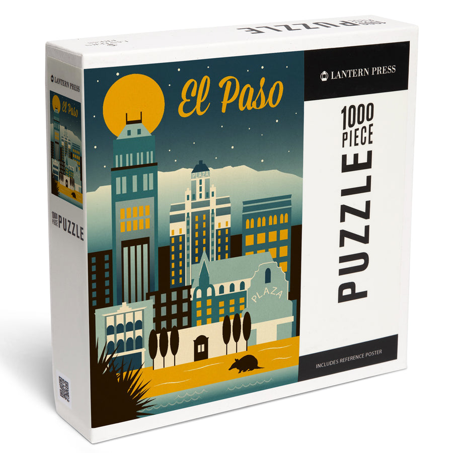 El Paso, Texas, Retro Skyline Series, Jigsaw Puzzle Puzzle Lantern Press 