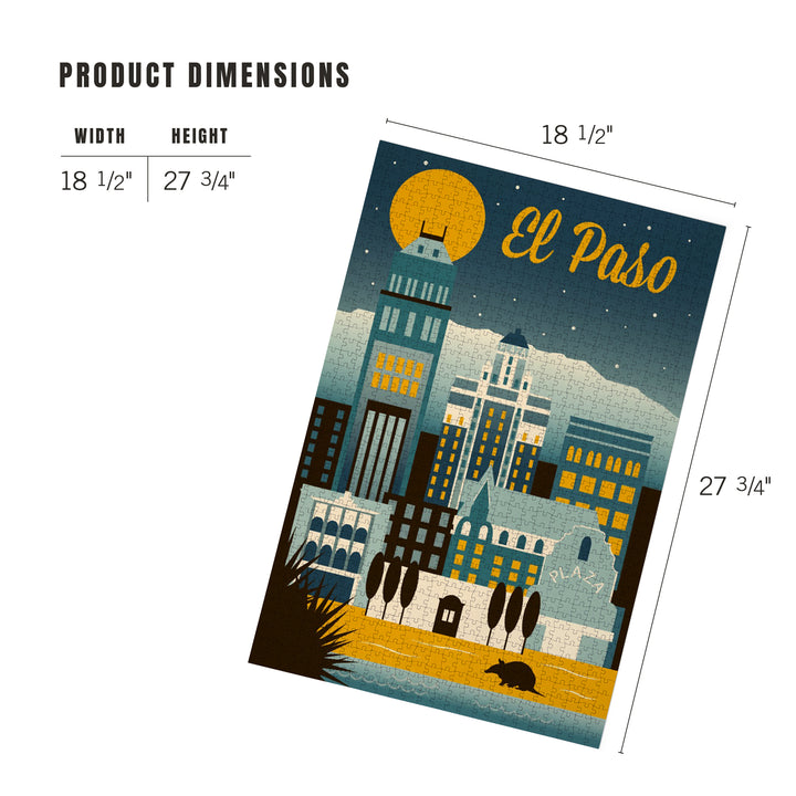 El Paso, Texas, Retro Skyline Series, Jigsaw Puzzle Puzzle Lantern Press 