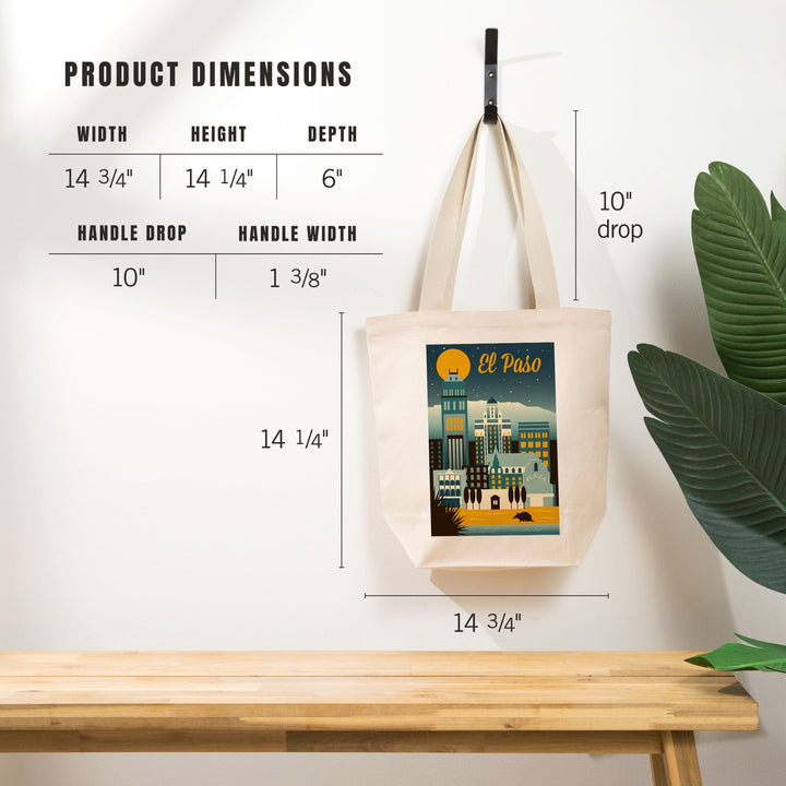 El Paso, Texas, Retro Skyline Series, Tote Bag Totes Lantern Press 