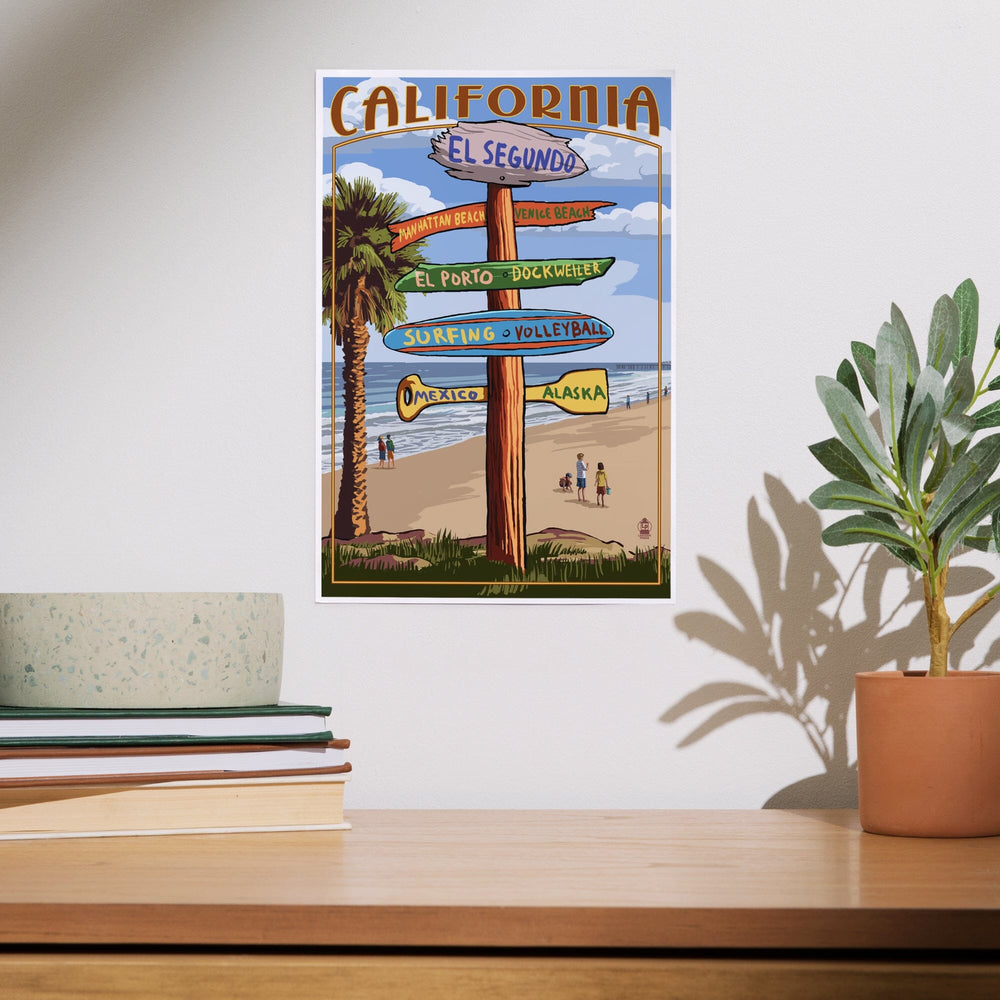 El Segundo, California, Destinations Sign, Art & Giclee Prints Art Lantern Press 