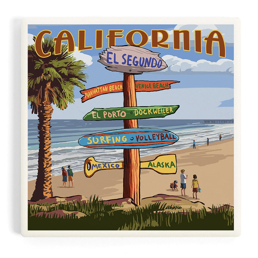 El Segundo, California, Destinations Sign, Coasters Coasters Lantern Press 