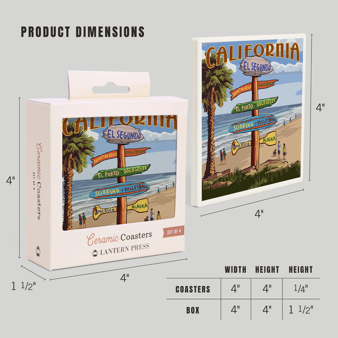 El Segundo, California, Destinations Sign, Coasters Coasters Lantern Press 