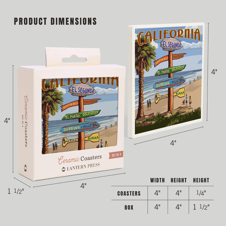 El Segundo, California, Destinations Sign, Coasters Coasters Lantern Press 