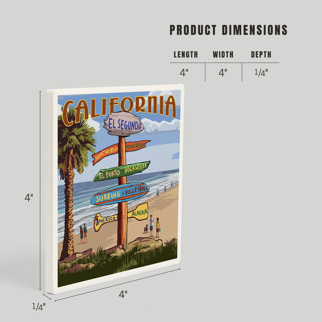 El Segundo, California, Destinations Sign, Coasters Coasters Lantern Press 