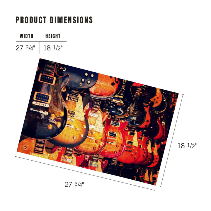 Electric Guitars on Wall, Jigsaw Puzzle Puzzle Lantern Press 