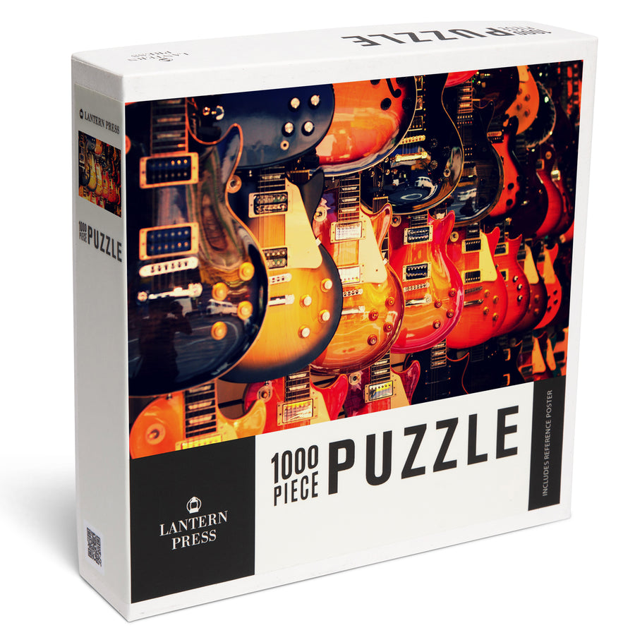 Electric Guitars on Wall, Jigsaw Puzzle Puzzle Lantern Press 