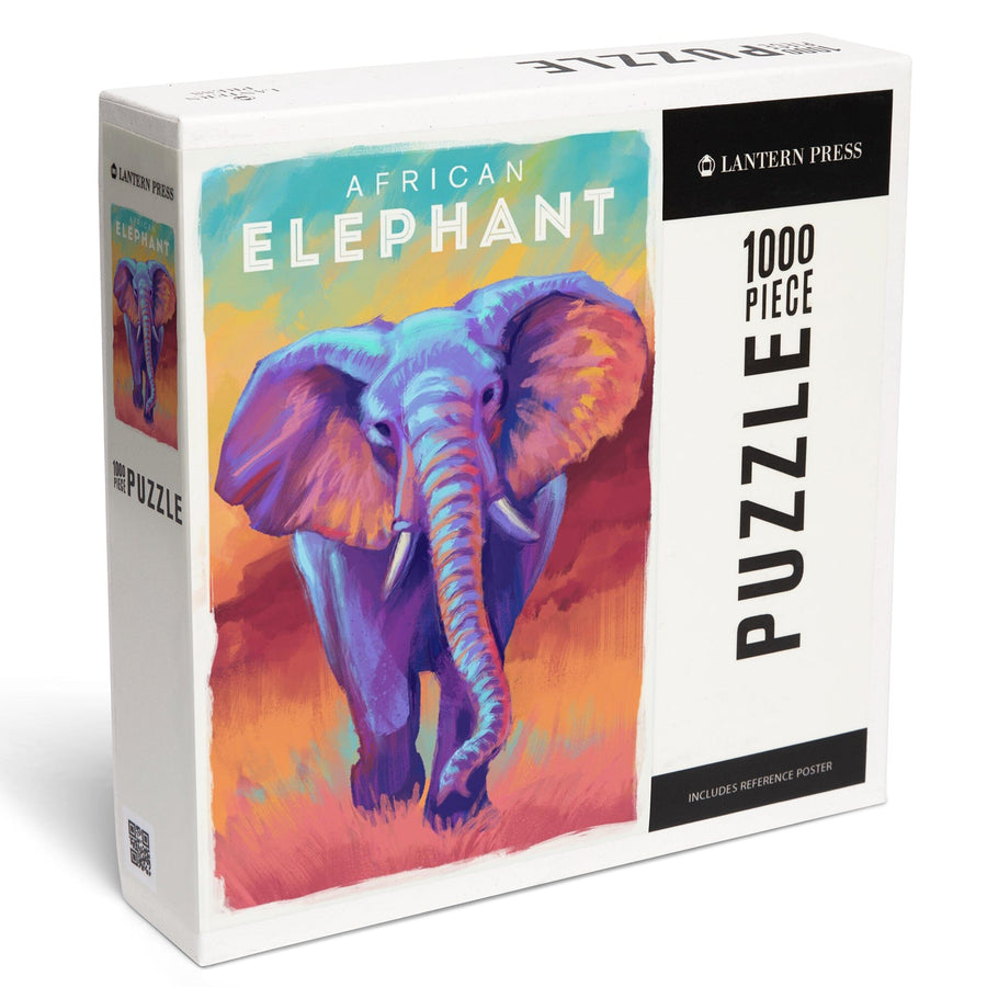 Elephant (African), Vivid, Jigsaw Puzzle Puzzle Lantern Press 