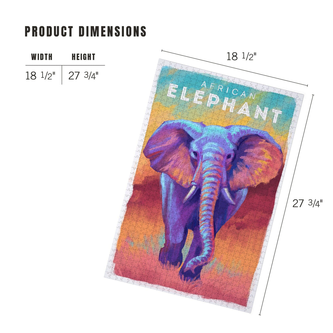 Elephant (African), Vivid, Jigsaw Puzzle Puzzle Lantern Press 