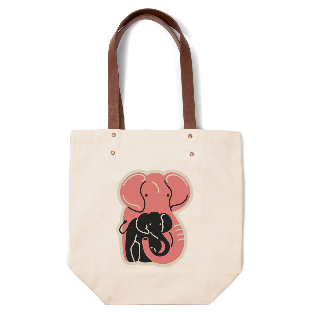 Elephant, Animal Families Collection, Contour, Lantern Press Artwork, Accessory Go Bag Totes Lantern Press 