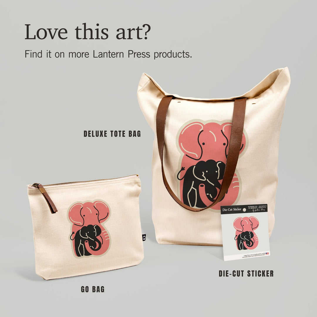 Elephant, Animal Families Collection, Contour, Lantern Press Artwork, Accessory Go Bag - Lantern Press