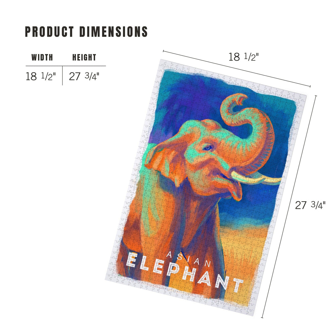 Elephant (Asian), Vivid, Jigsaw Puzzle Puzzle Lantern Press 