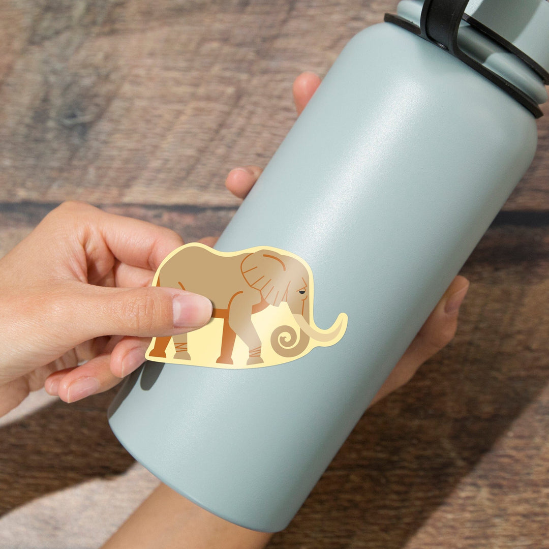 Elephant, Geometric, Contour, Vinyl Sticker Sticker Lantern Press 