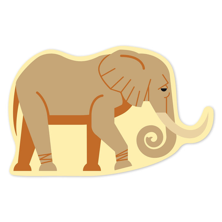 Elephant, Geometric, Contour, Vinyl Sticker Sticker Lantern Press 