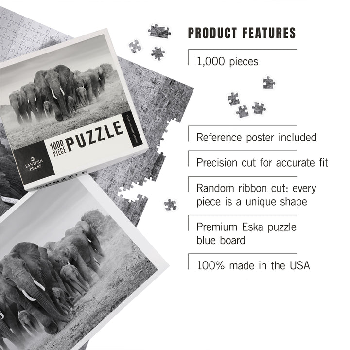 Elephant Herd, Jigsaw Puzzle Puzzle Lantern Press 